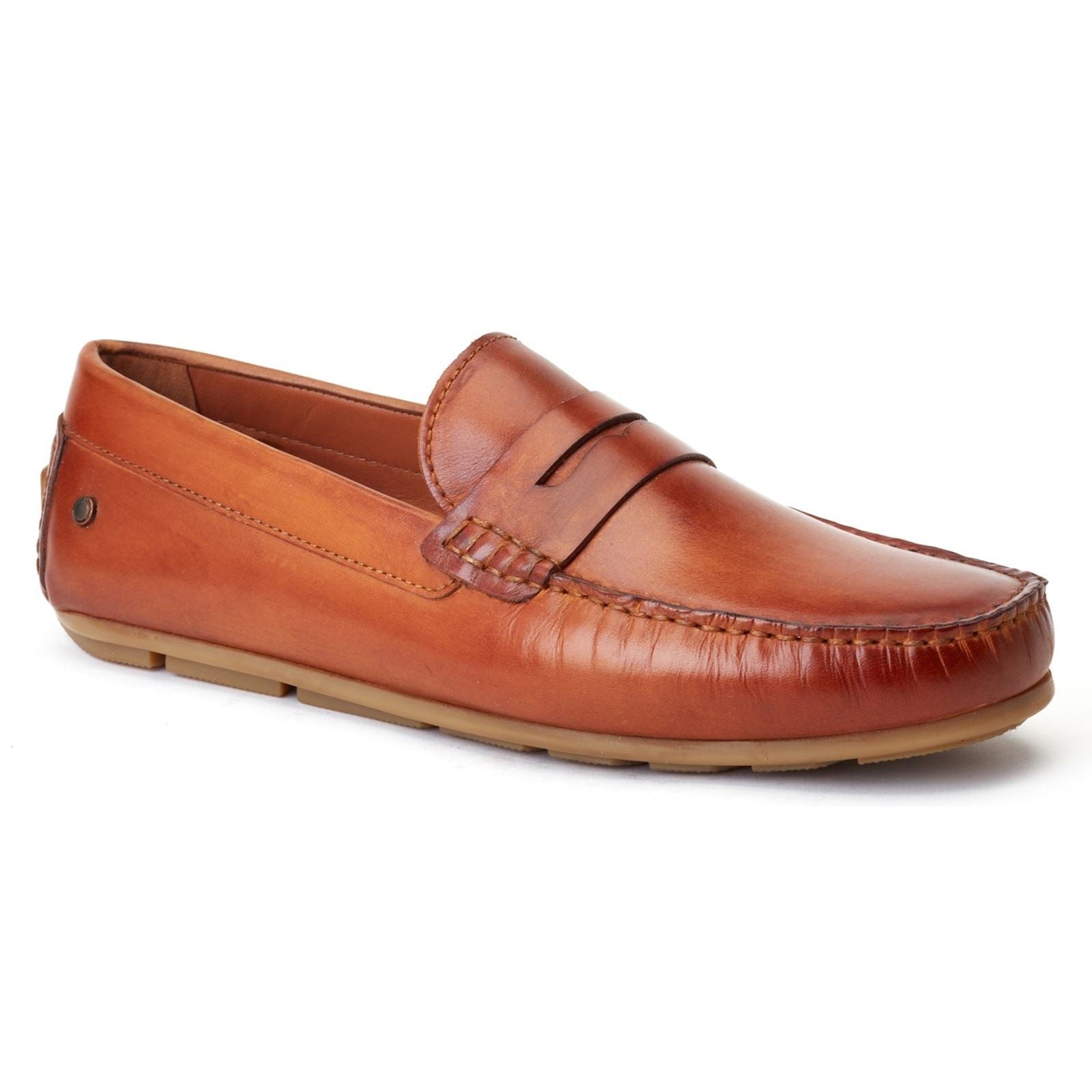 Base London Collins Driver Mocassins En Cuir Pour Hommes Couleur Cuir Brûlé