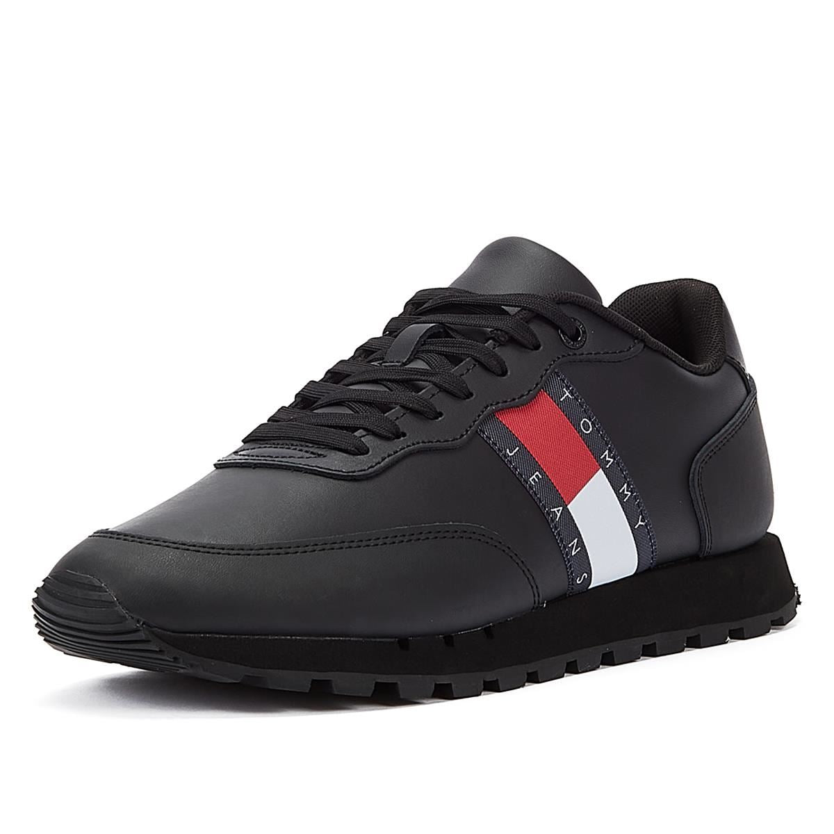 Tommy Hilfiger Tommy Jeans Leather Runner Hommes Noir Trainer