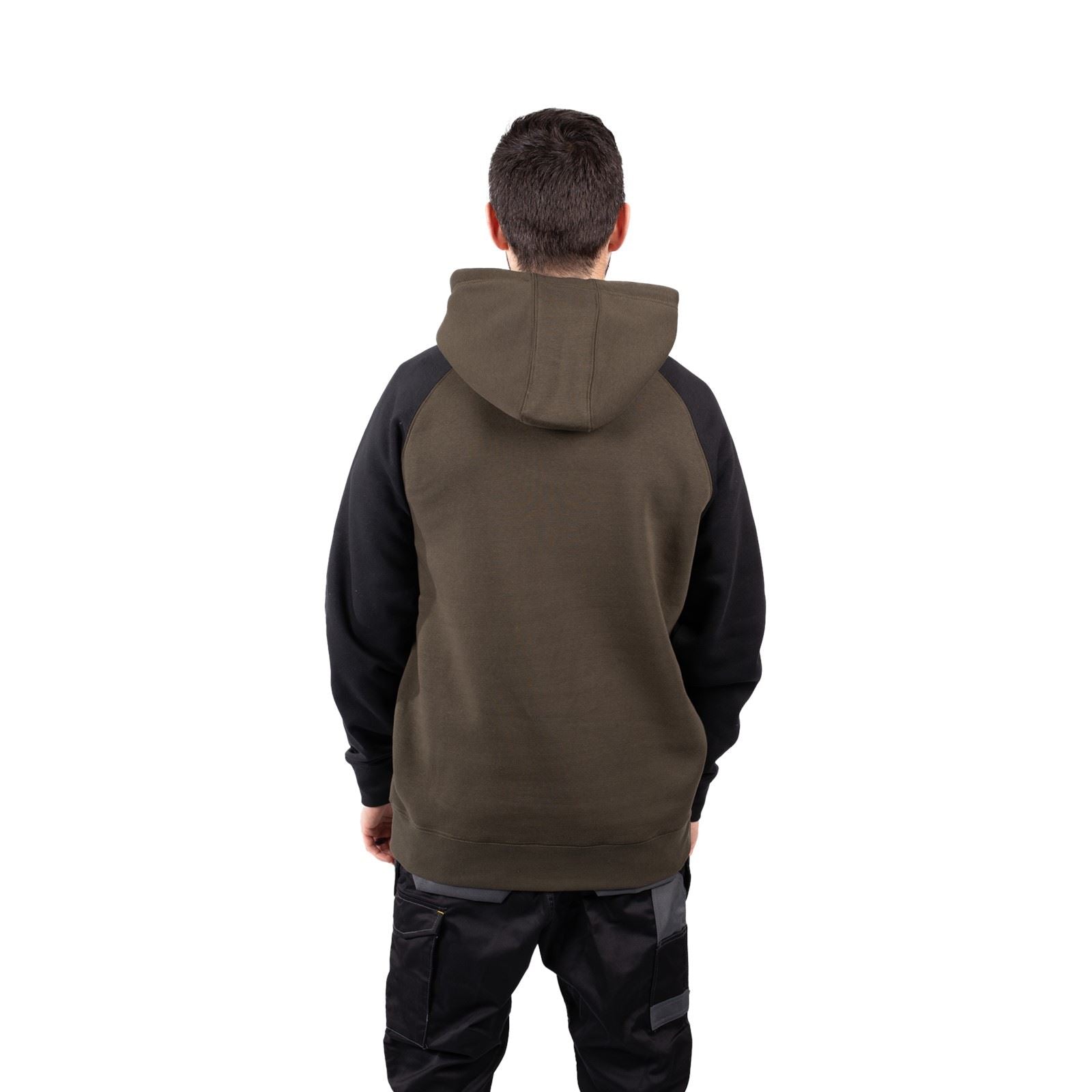 Caterpillar Raglan Sweat À Capuche Vert En Coton Pour Homme