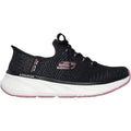 Skechers Edgeride Impression Baskets Textiles Femme Noires Et Roses