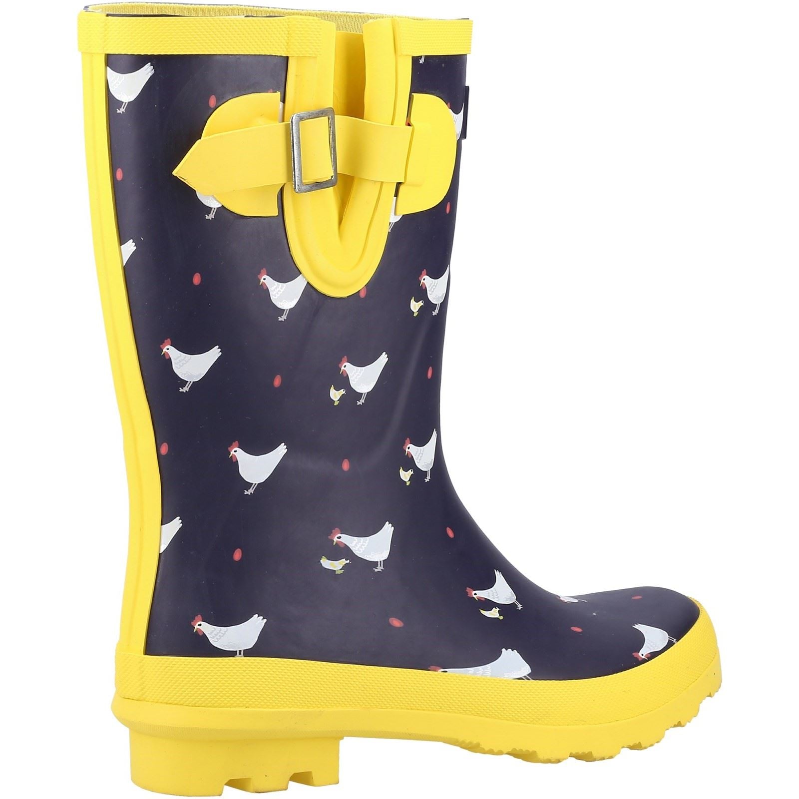 Cotswold Farmyard Mid Bottes En Caoutchouc À Motif De Poule En Français.