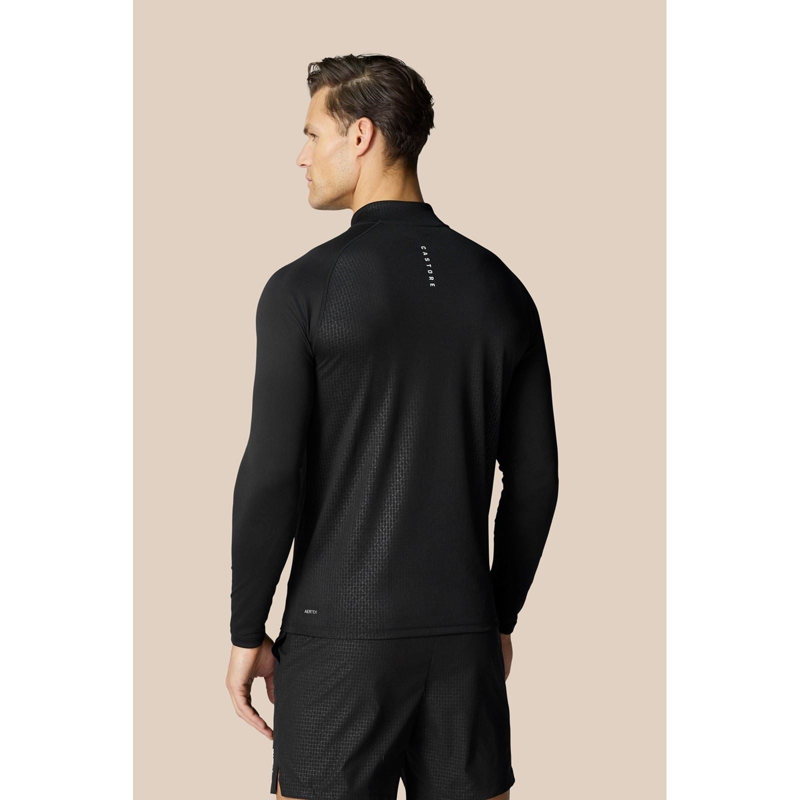 Castore Adapt 1/4 Zip Top T-Shirts De Sport Actifs Pour Hommes En Polyester Noir