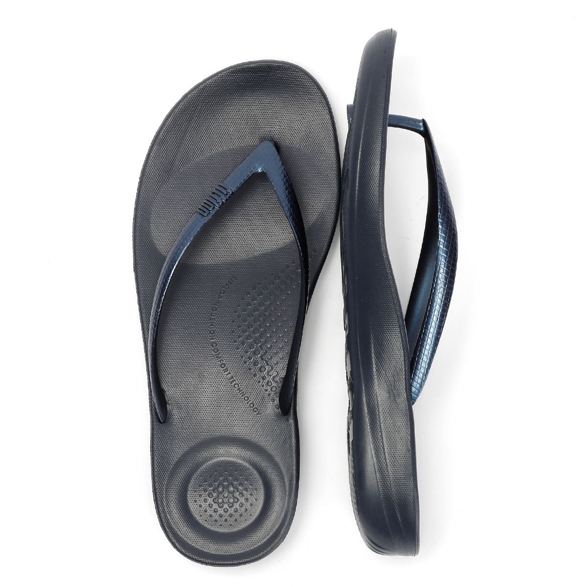 FitFlop Iqushion Ergonomic Tongs En Caoutchouc Bleues Pour Femmes