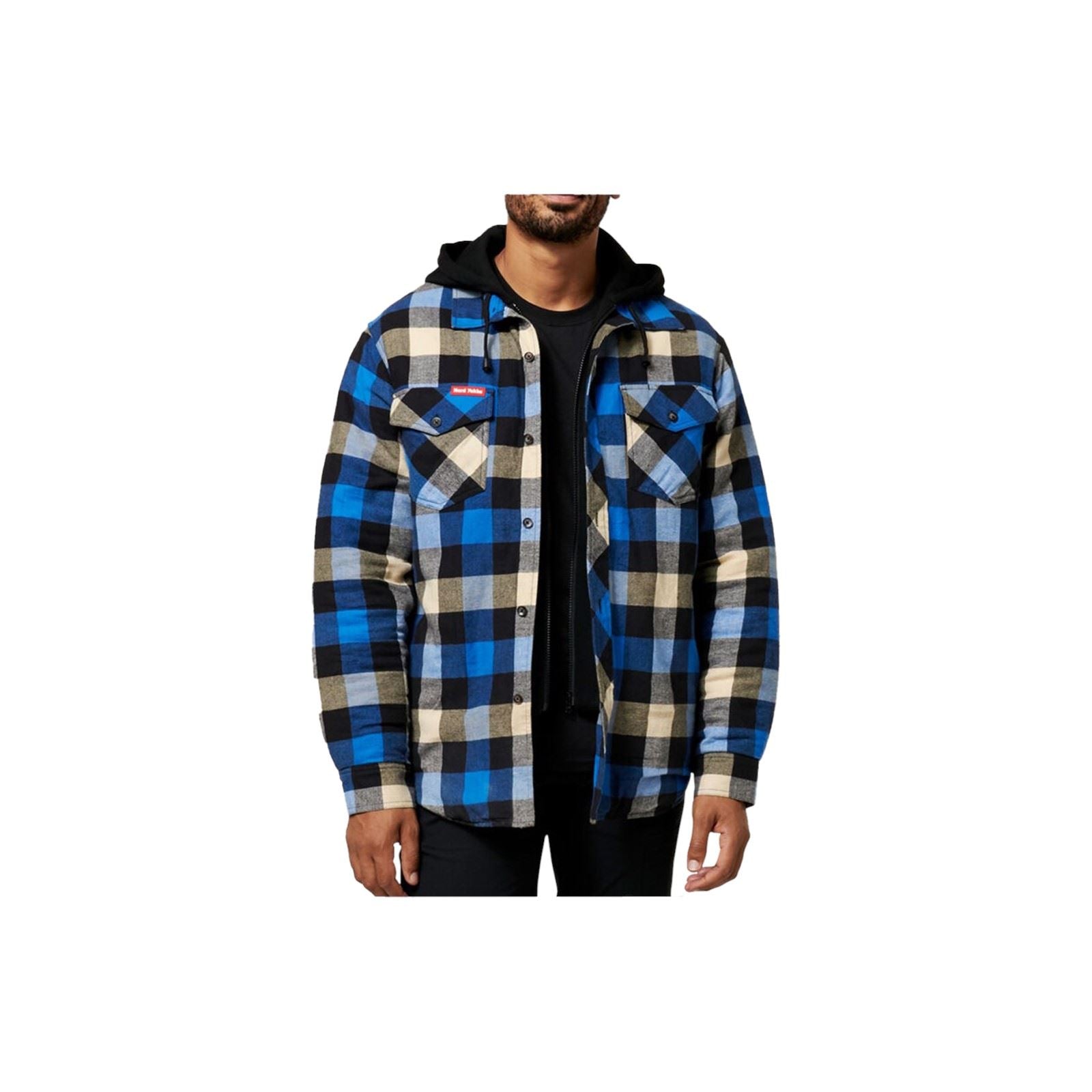 Hard Yakka Quilted Flannel Shacket Veste Chemise Bleue Pour Homme