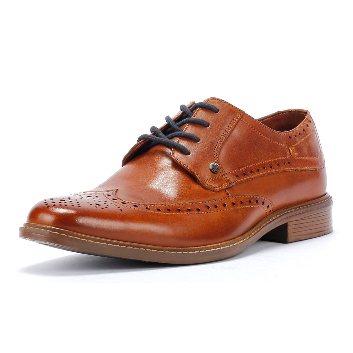 Lambretta Harvey Brogue Chaussures À Lacets En Cuir Beige Pour Hommes