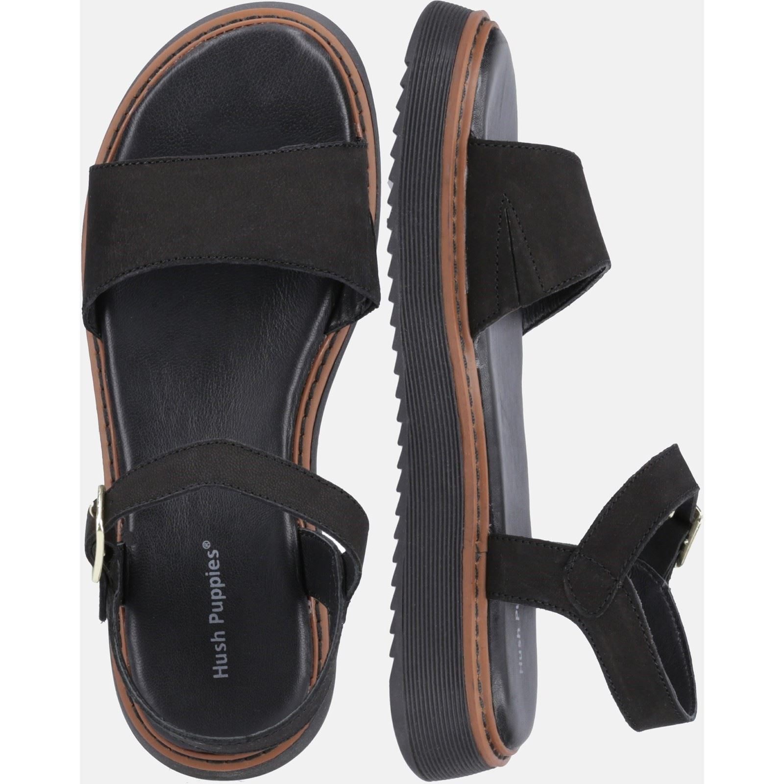 Hush Puppies Cassie Sandales Noires Pour Femmes En Nubuck