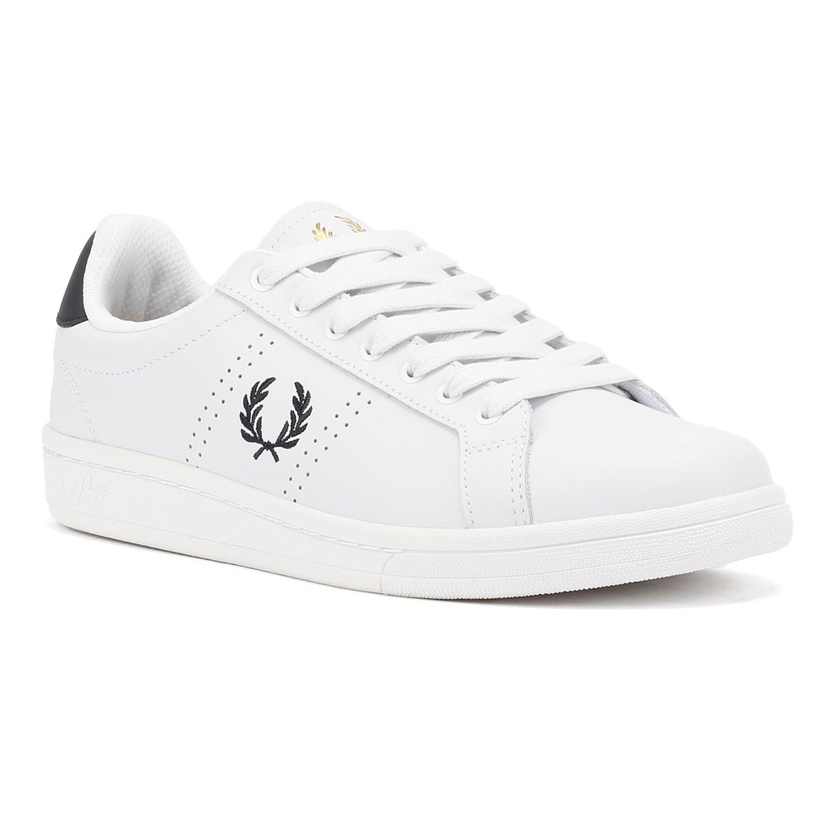 Fred Perry Cupsole Baskets Blanches En Cuir Pour Hommes