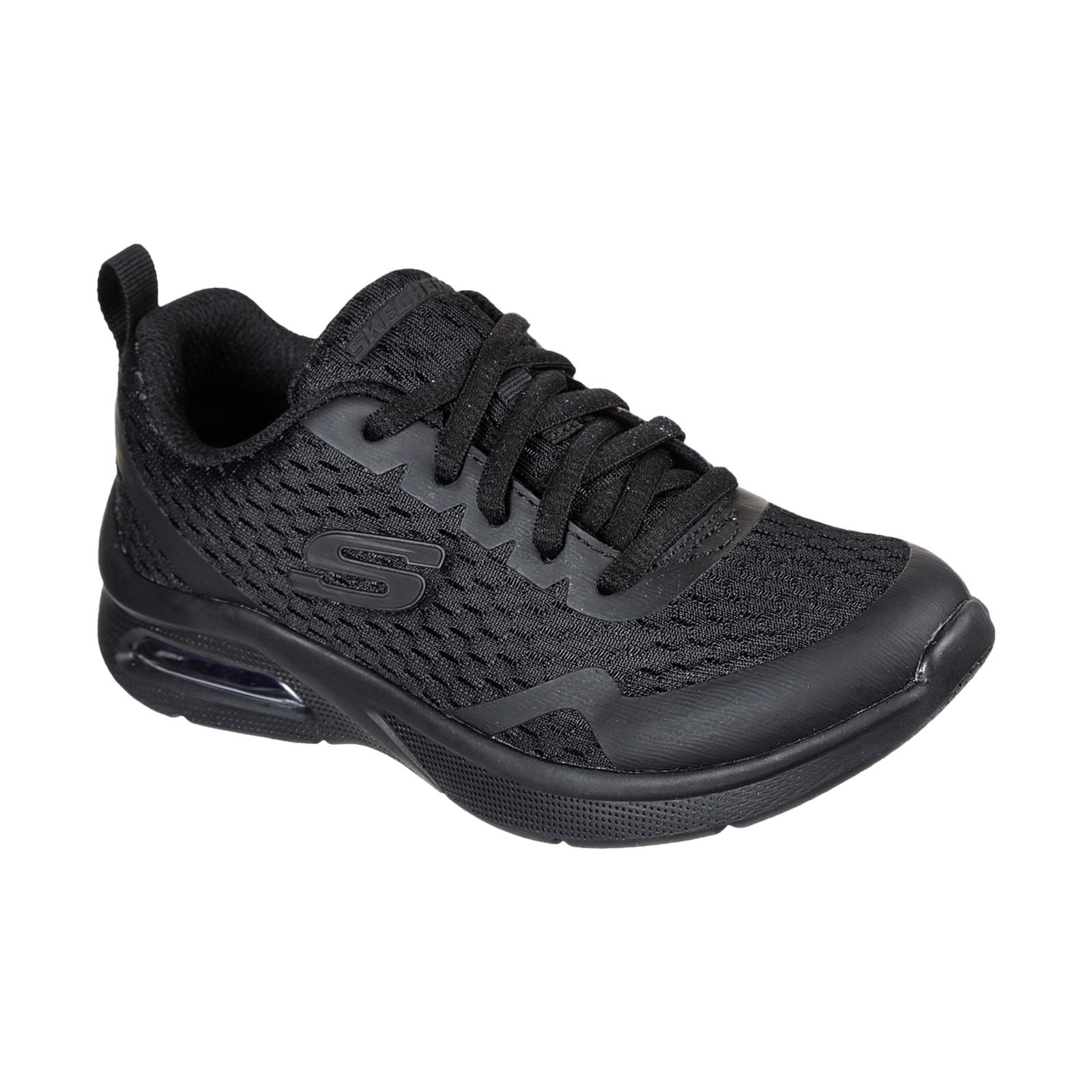 Skechers Microspec Max Chaussures De Sport En Polyester Noir Pour Garçons En Textile Et À Garniture.