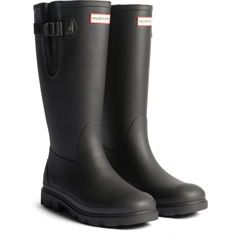Hunter Field Downpour Adjustable Bottes De Pluie Noires En Caoutchouc Pour Hommes