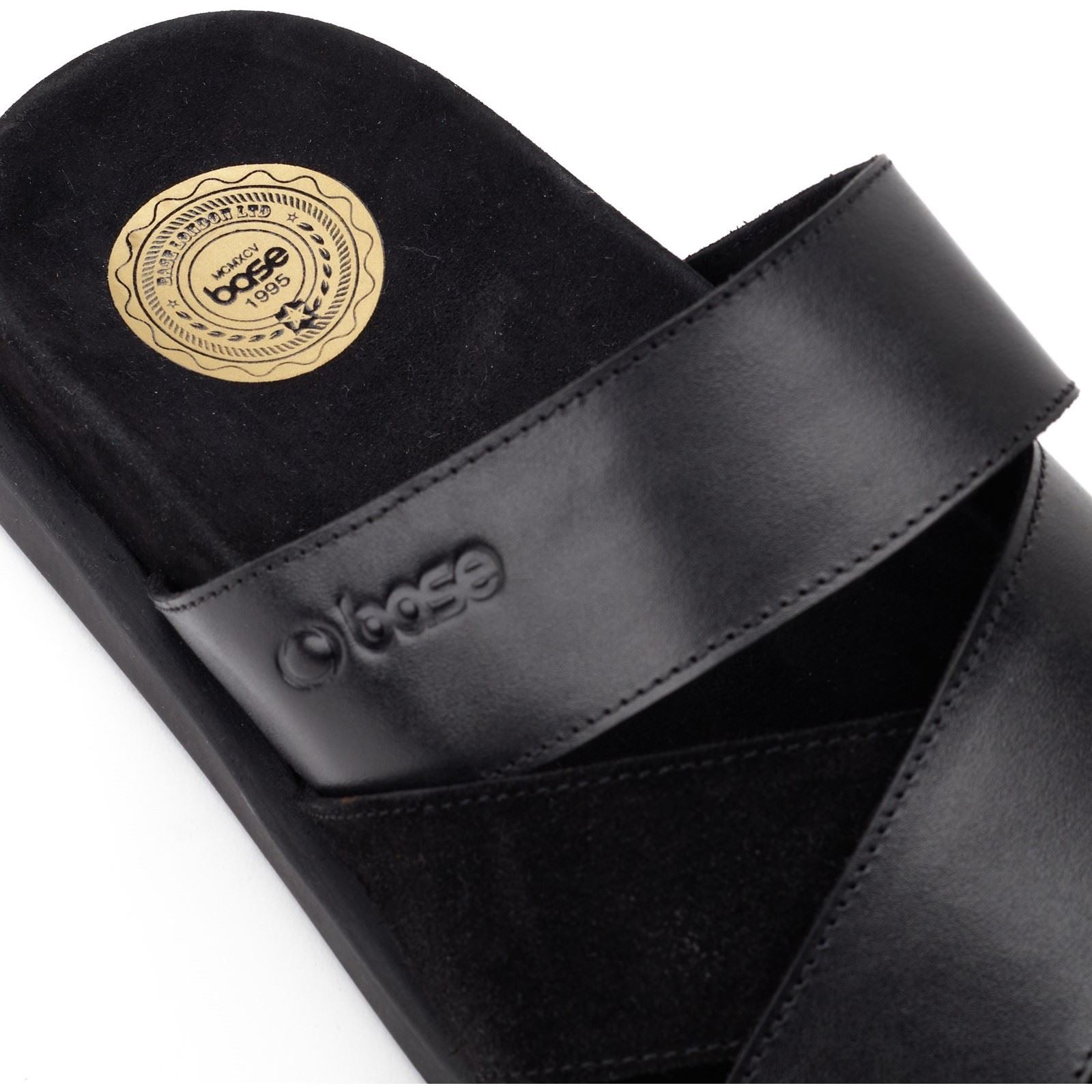 Base London Ponza Sandales En Cuir Noires Pour Hommes