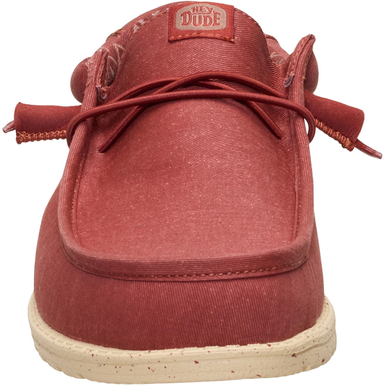 HEYDUDE Wally Stretch Canvas Mocassins En Textile Pour Hommes Rouge Brûlé/Tan Boulder