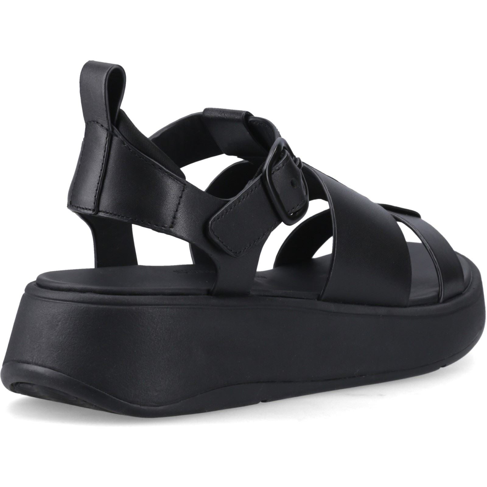 Fitflop F-Mode Fisherman Sandales En Cuir Pour Femmes Noires À Coupe Étroite