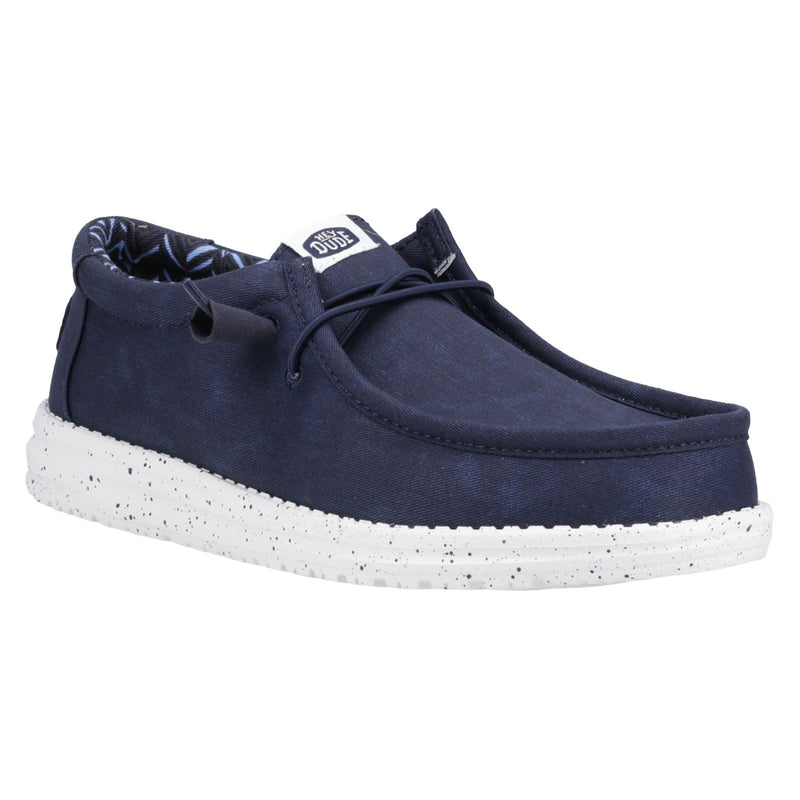 HEYDUDE Wally Canvas Chaussures Bateau En Coton 100% Pour Hommes, Couleur Marine