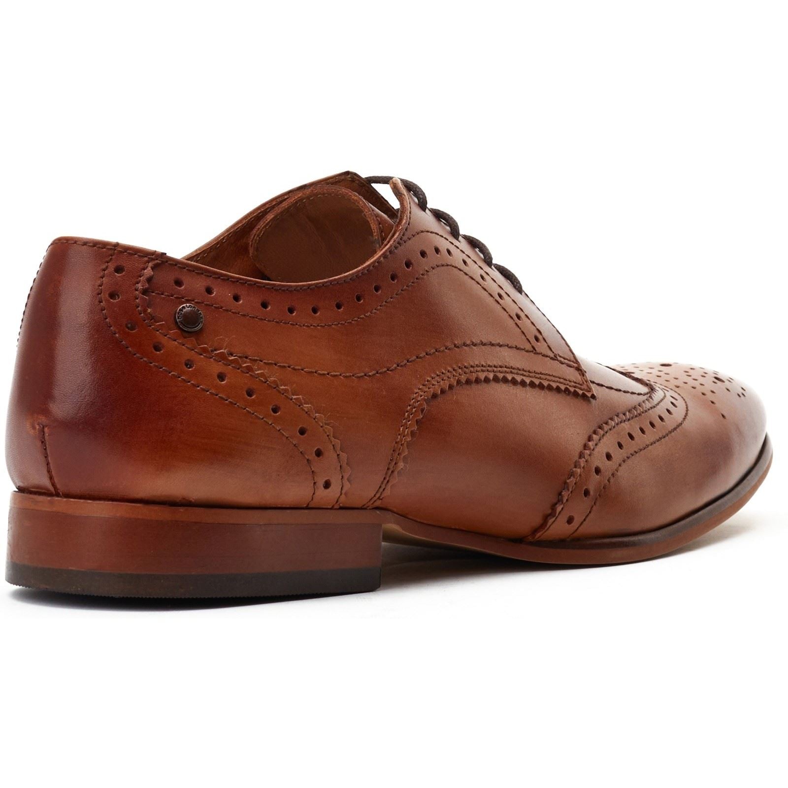 Base London Barbera Chaussures En Cuir Pour Hommes Brogues Tan