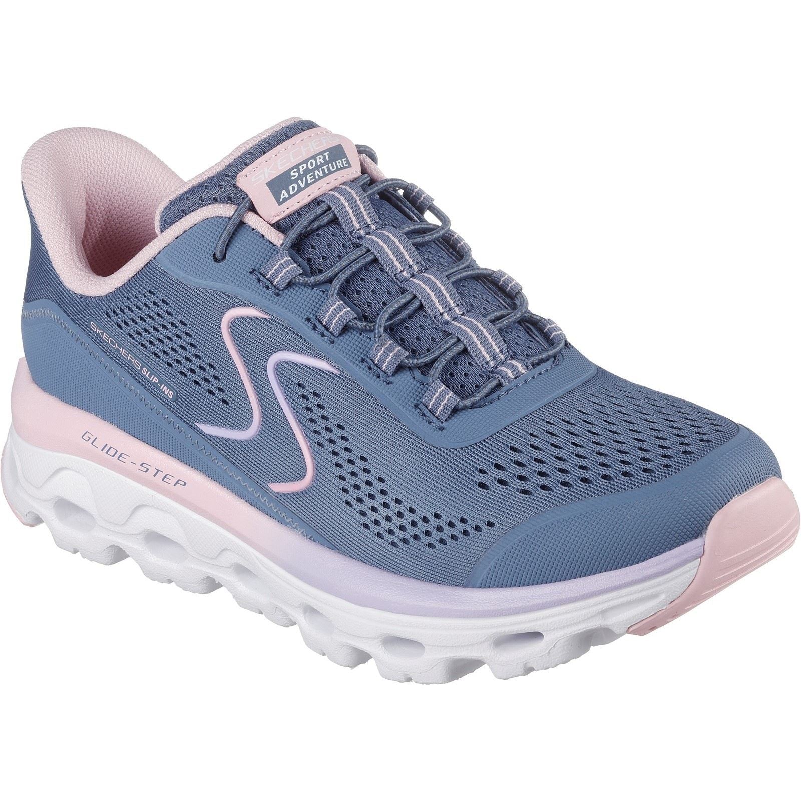 Skechers Glide-Step Sole Chaussures De Randonnée Pour Femmes En Synthétique, Couleur Ardoise/Rose.