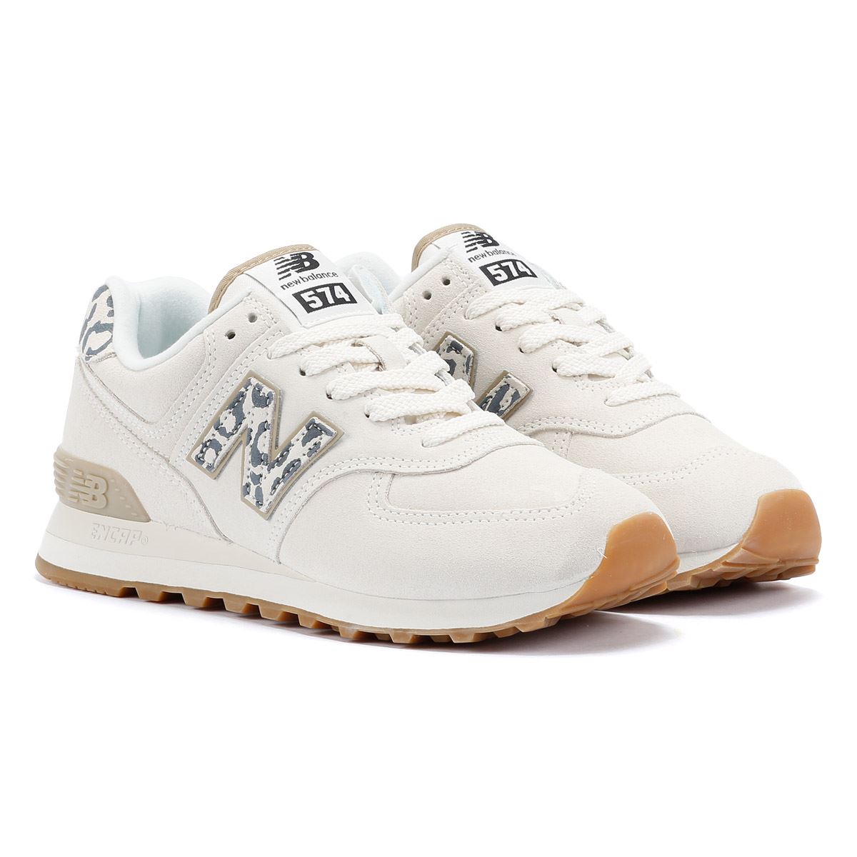 New Balance 574 Baskets pour femmes en daim sel de mer/léopard
