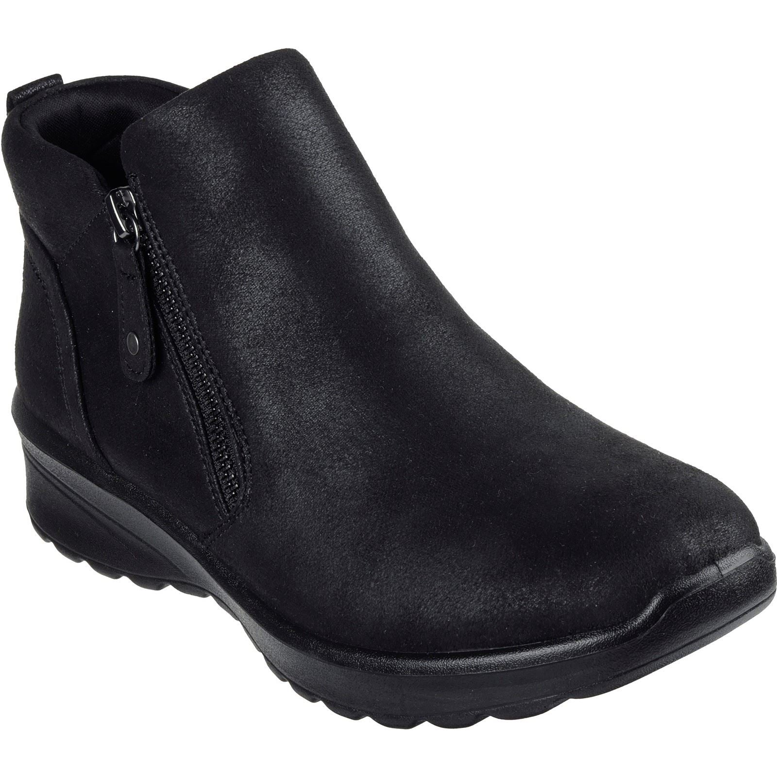 Skechers Lovely Vibe Fall In Bloom Chaussures De Cheville Noires D'hiver Pour Femmes En Textile