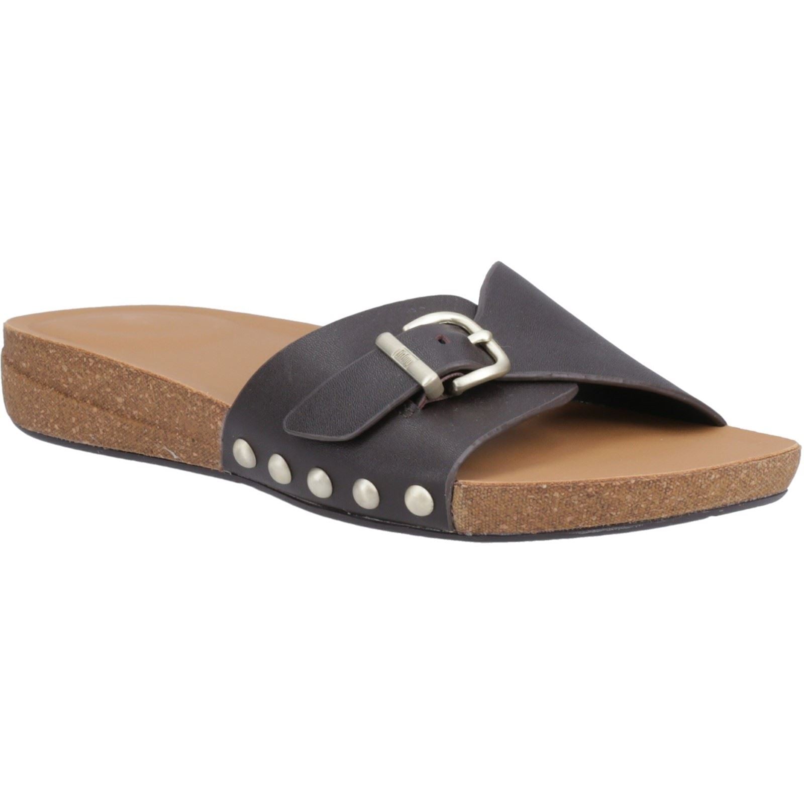 Fitflop iQushion Adjustable Buckle Sandales En Cuir Pour Femmes Marron Chocolat