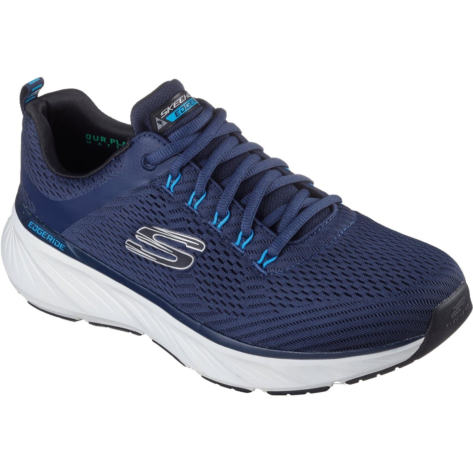 Skechers Relaxed Fit Edgeride Contention Chaussures De Sport Homme En Polyester Bleu Marine/Bleu