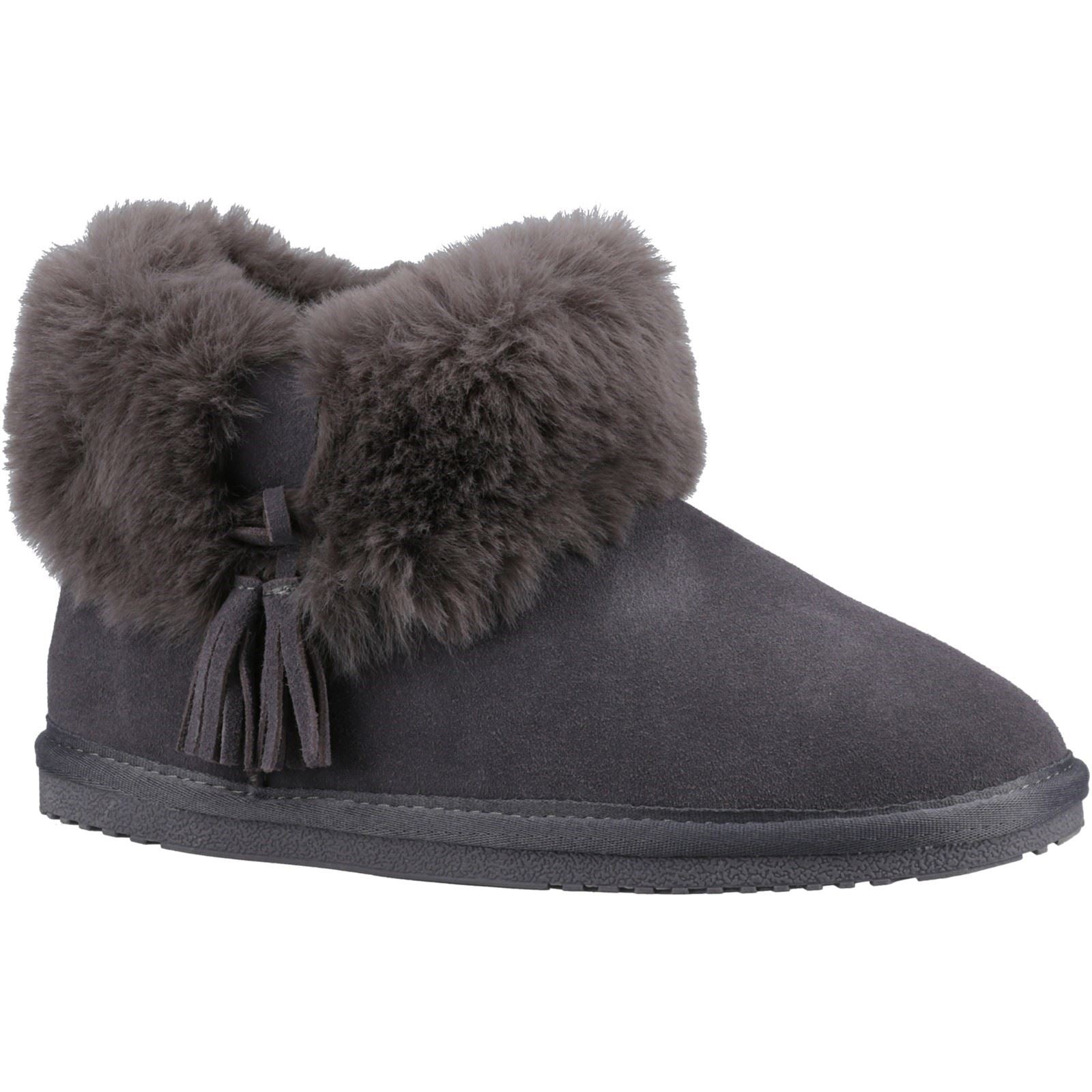 Hush Puppies Ayana Chaussons Gris En Fausse Fourrure Pour Femmes