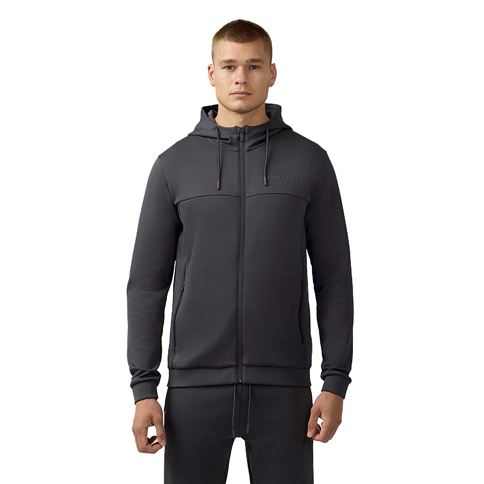 Castore Scuba Full Zip Through Hoody Sweat À Capuche Gris En Polyester Pour Homme
