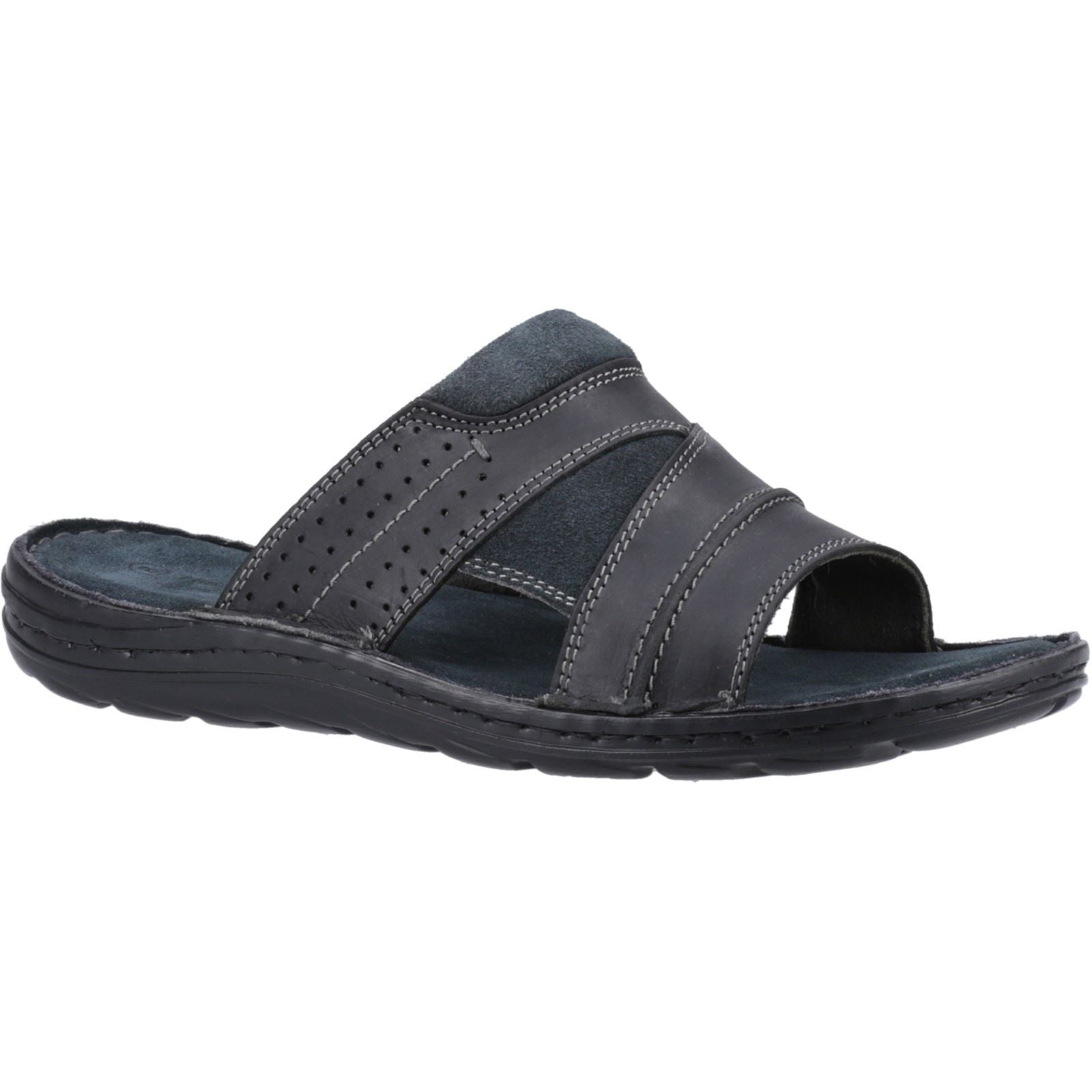 Hush Puppies Archer Sandales Noires Pour Hommes En Cuir