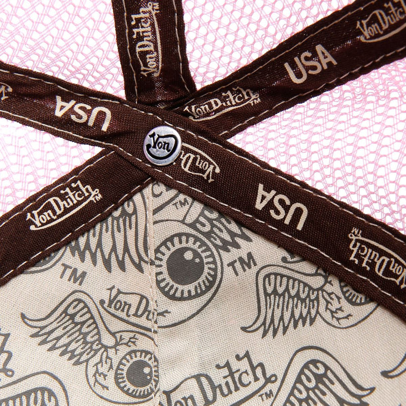 Von Dutch Staple Trucker Casquettes En Coton Chocolat/Rose