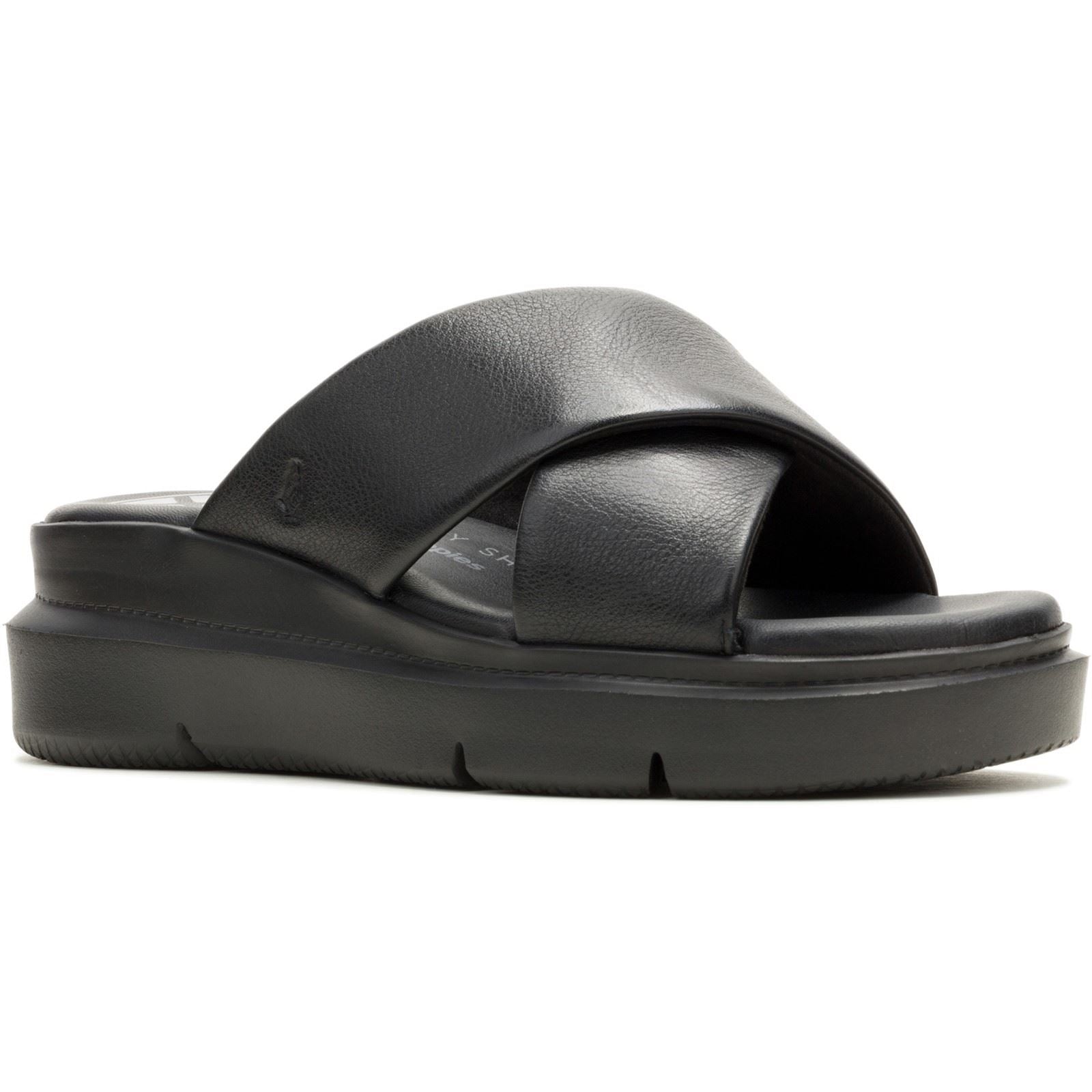 Hush Puppies Uplift Sandales Noires Pour Femmes En Cuir