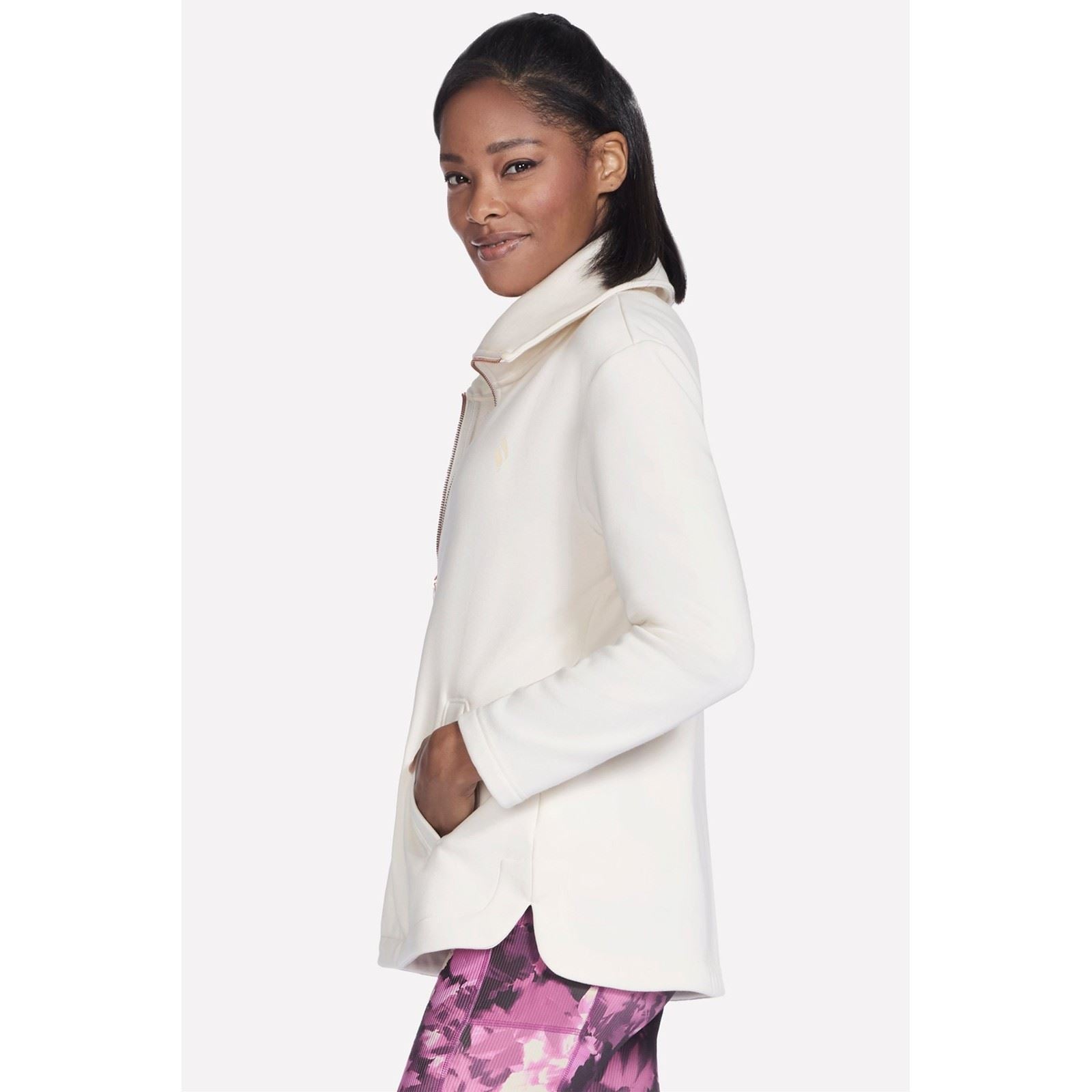 Skechers Performance GO SNUGGLE Tunic Jacket Veste Blanche Cassée Pour Femmes