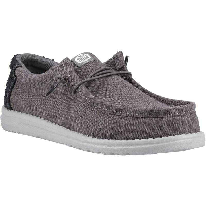 HEYDUDE Wally Workwear Chaussures Mocassins Pour Homme En Granit Gris/Noir En Mélange De Polyester