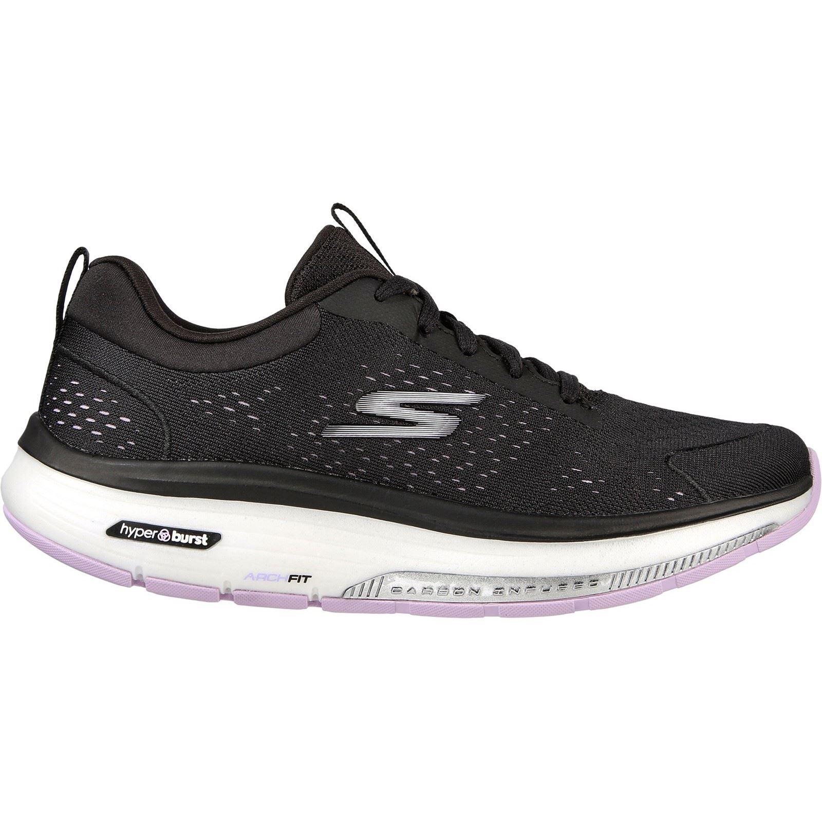 Skechers Go Walk Workout Walker Outpace Baskets En Synthétique Pour Femmes, Noir/Lavande