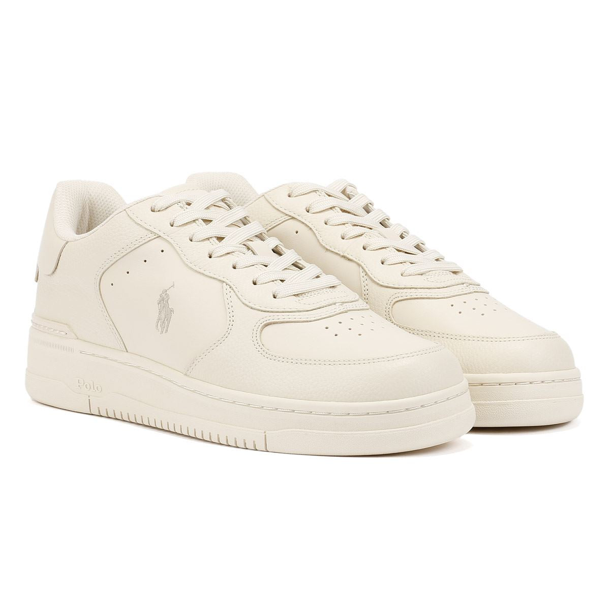 Polo Ralph Lauren Masters Court Baskets En Cuir Beige Pour Hommes