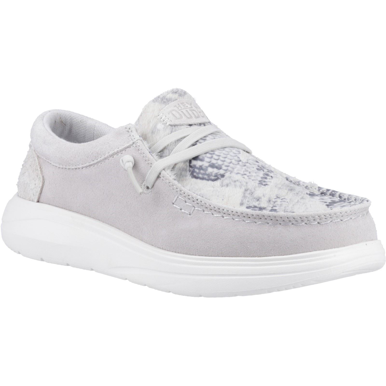 HEYDUDE Wendy COMF Chaussures Mocassins Pour Femmes En Cuir Gris/serpent