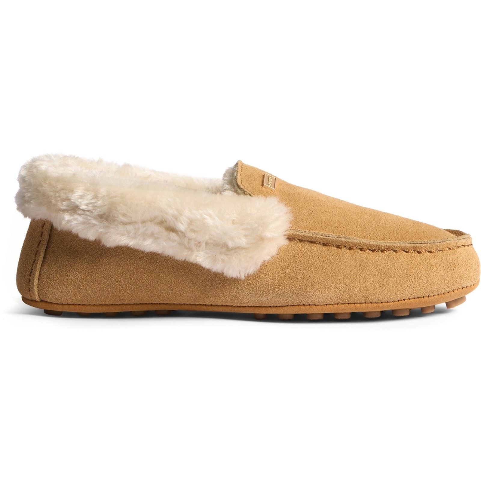 Hunter Womens Moccasin Sherpa Chaussons En Suède Pour Femmes Biscuit