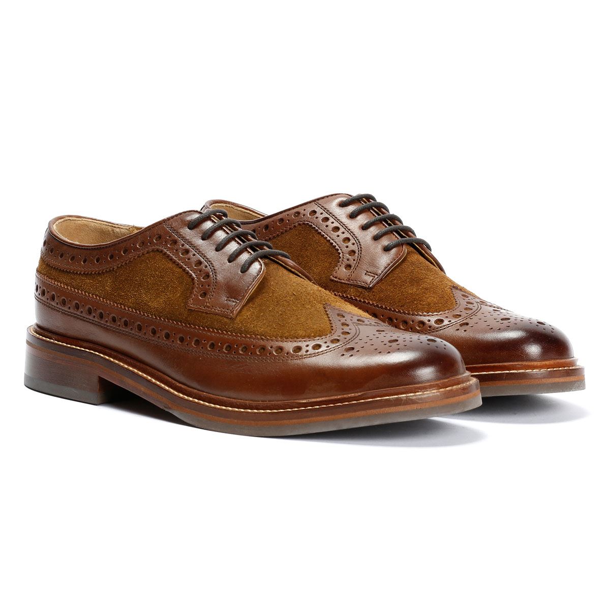 Chapman & Moore Longwing Brogue Chaussures En Cuir Pour Hommes Brunes À Lacets