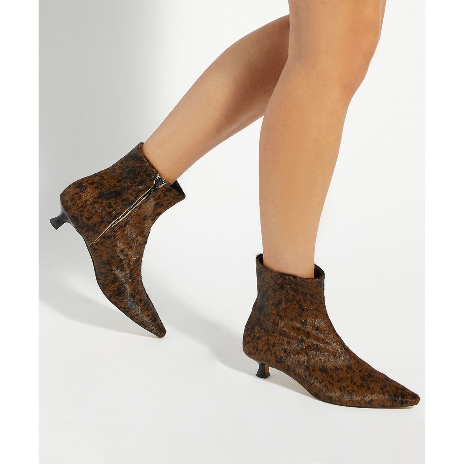 Dune Odore Bottines À Talons En Cuir Pour Femmes Tan
