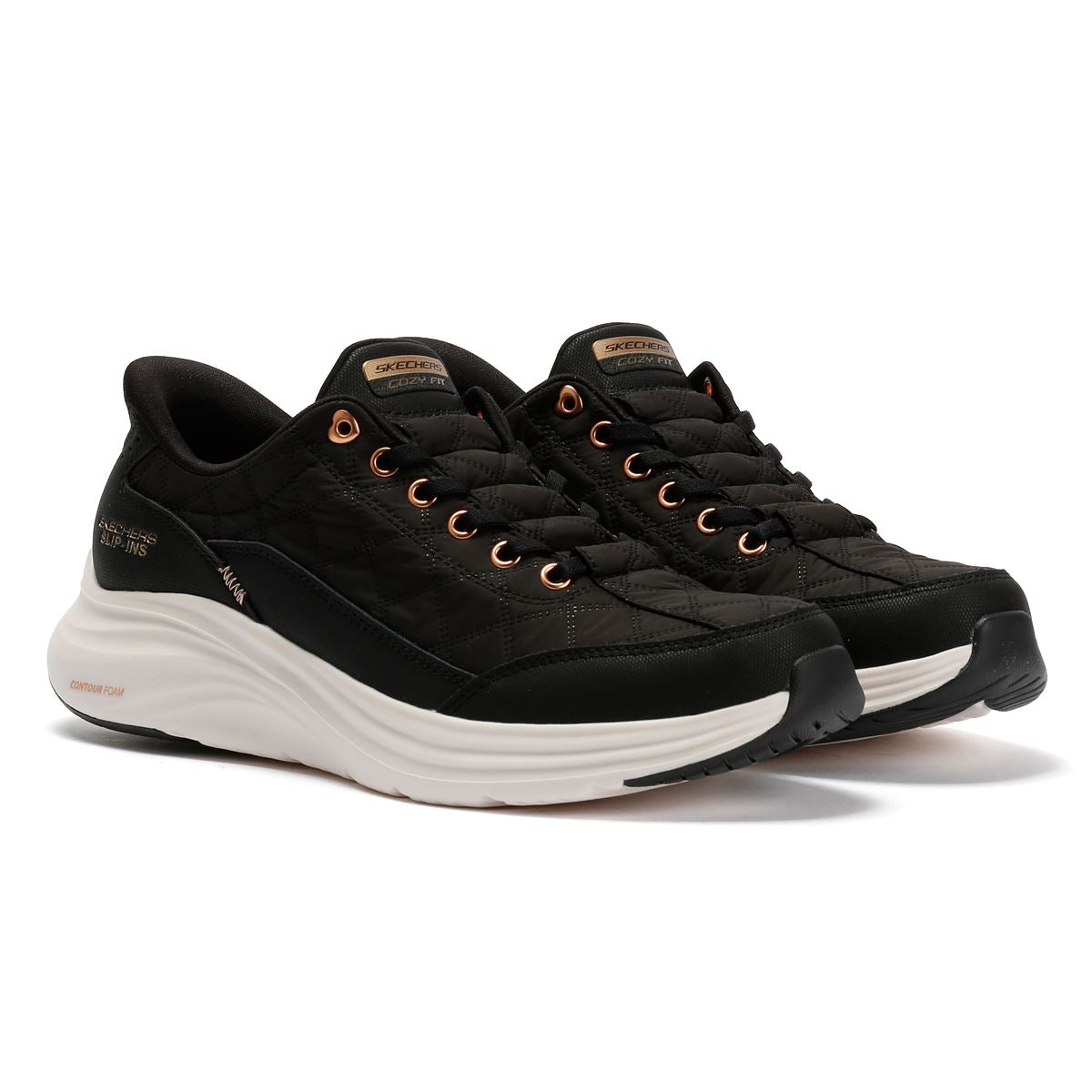 Skechers Slip-Ins Contour Foam Cozy Fit Baskets Noires Pour Femmes