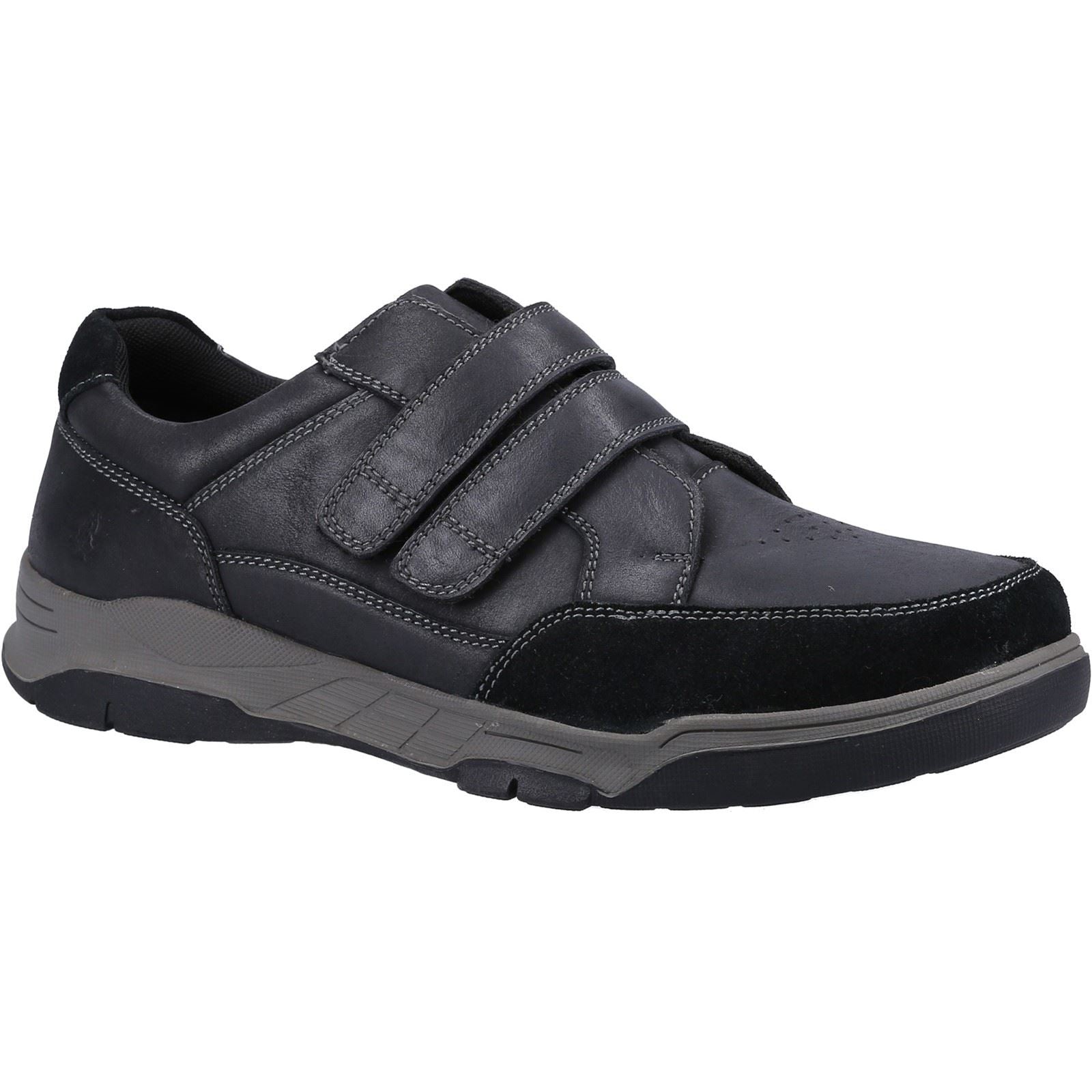 Hush Puppies Fabian Double Strap Mocassins Noirs En Cuir Pour Hommes