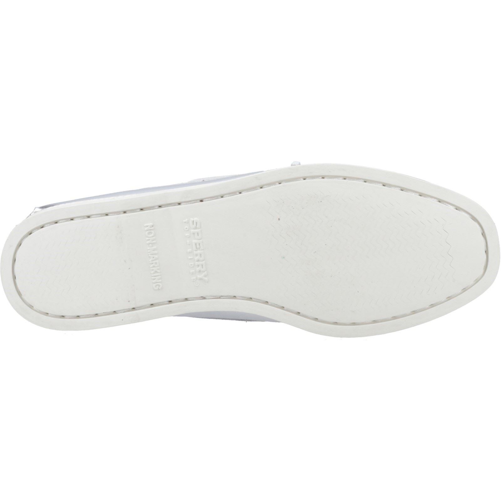 Sperry Authentic 2 Eye Chaussures Bateau En Cuir Argent Pour Femmes