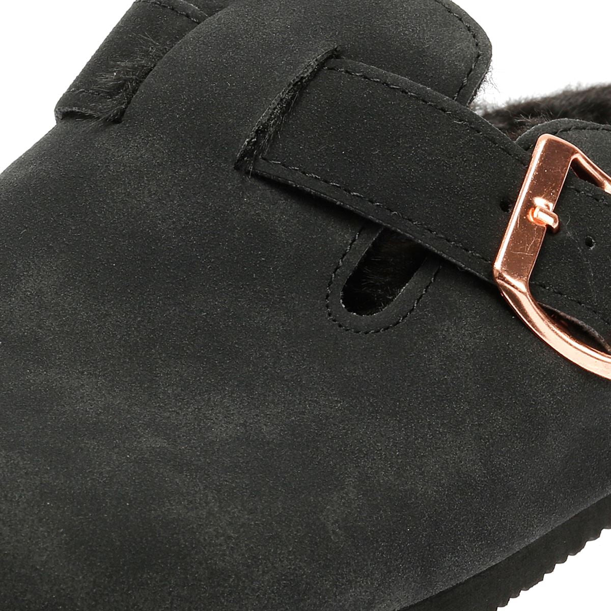 Penguin Poppy Fur Mules Noir Femme Suede