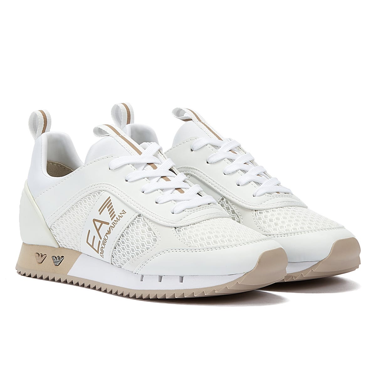 EA7 XK050 Womens White/Oxford Tan/Silver Trainers