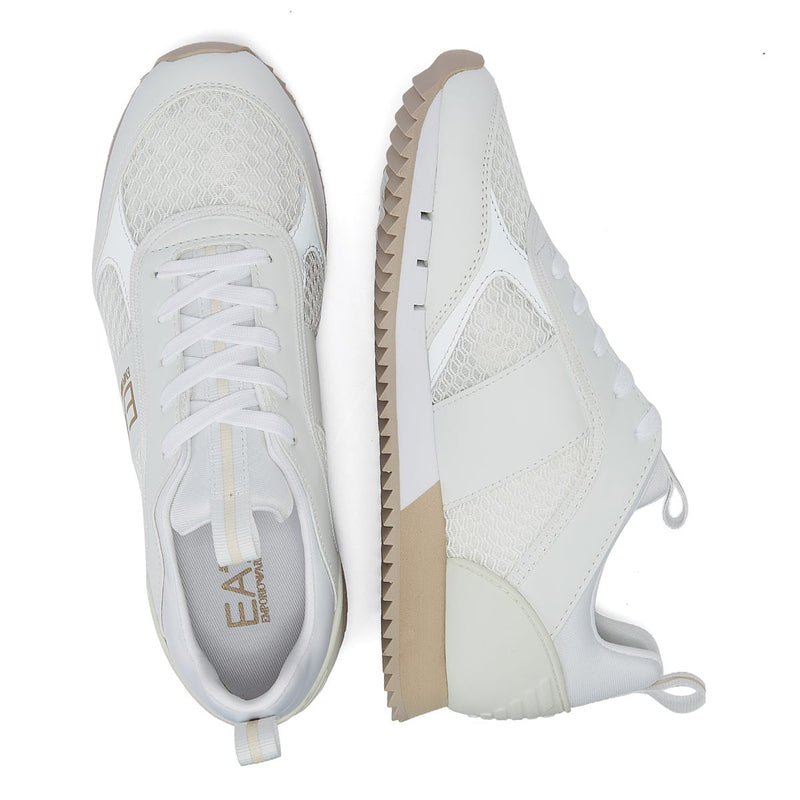 EA7 XK050 Womens White/Oxford Tan/Silver Trainers