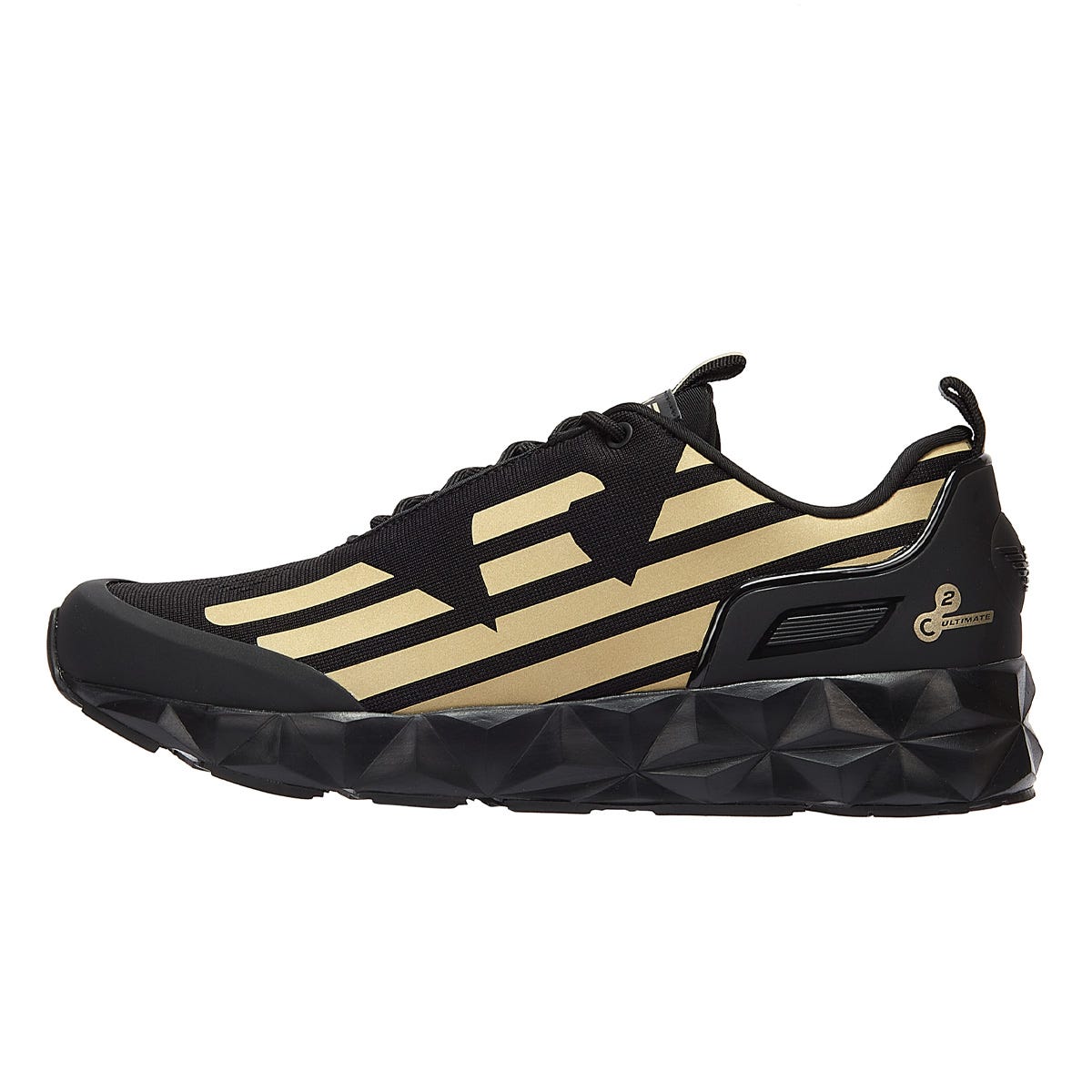 Emporio Armani EA7 Ultimate C2 Kombat Mens Triple Black Gold Trainers Tower London.FR