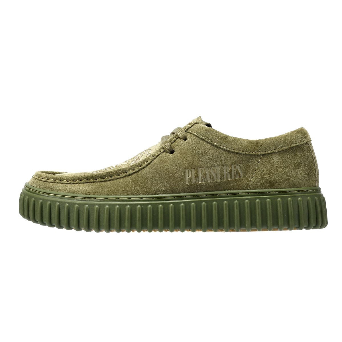 Clarks Main x Pleasures DRGN Lo Chaussures à lacets en daim vert