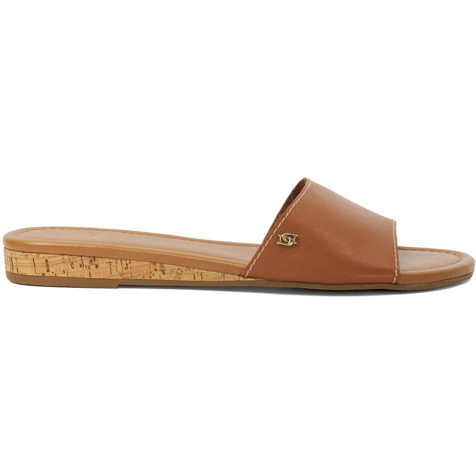 Dune Lino Sandales En Cuir Pour Femme Couleur Tan