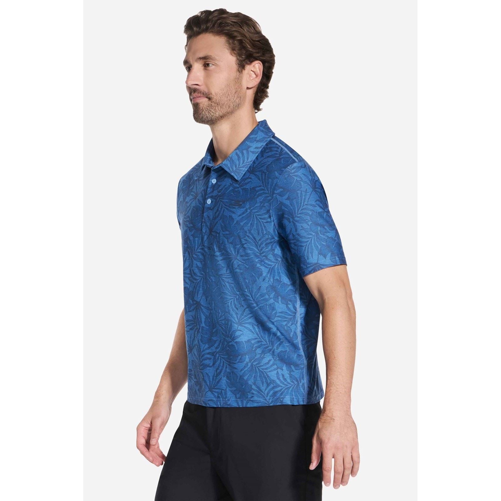 Skechers GO DRI All Day Printed Polo Bleu En Polyester Pour Homme