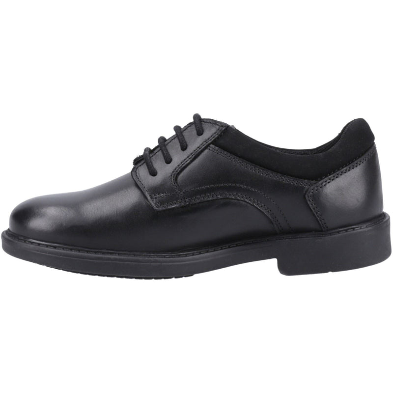 Hush Puppies Tommy Senior Chaussures Noires Pour Garçons En Cuir.