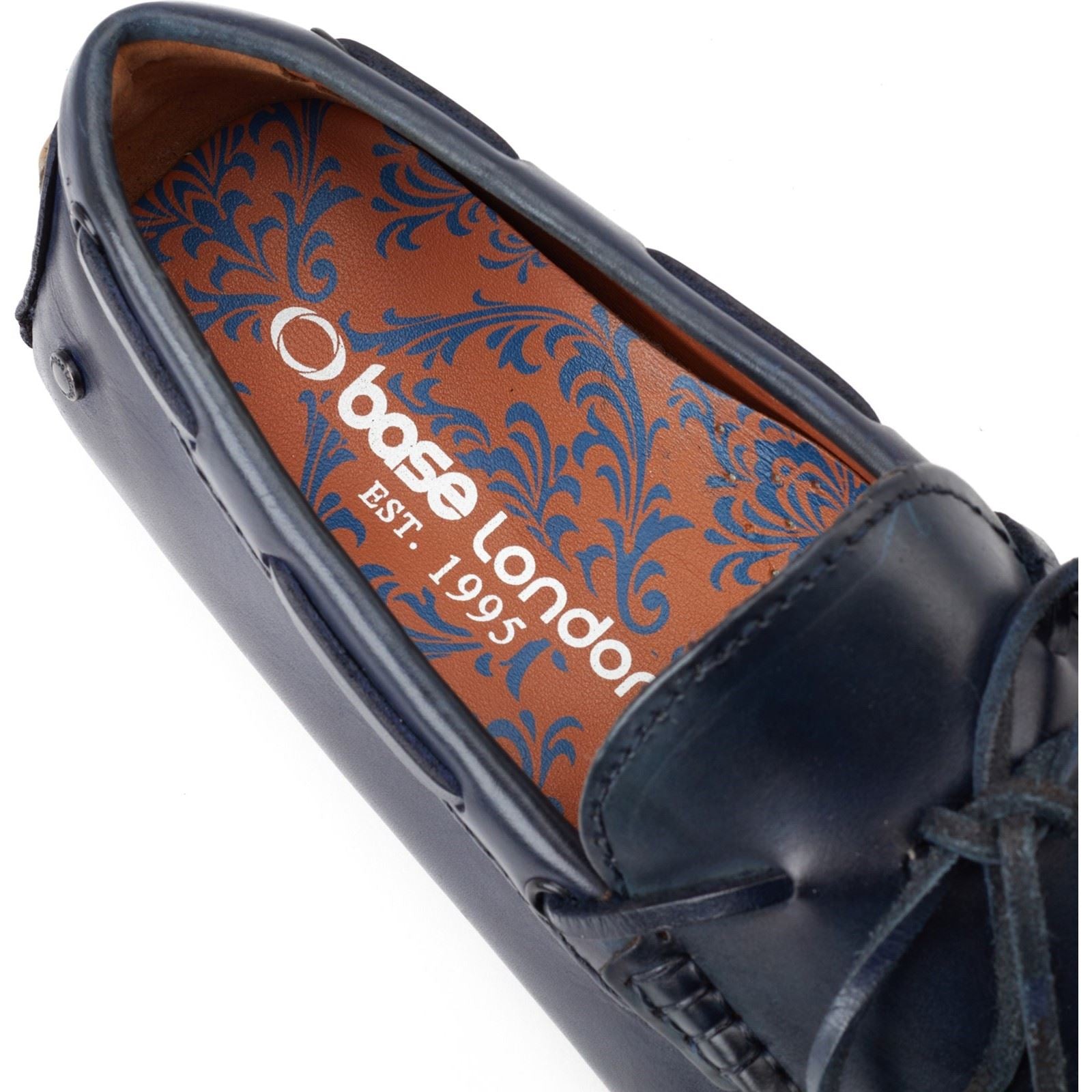 Base London Brooks Mocassins En Cuir Pour Hommes Bleu Marine