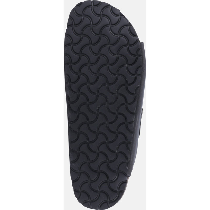 Hush Puppies Nash Slider Sandales Noires Pour Hommes En Cuir