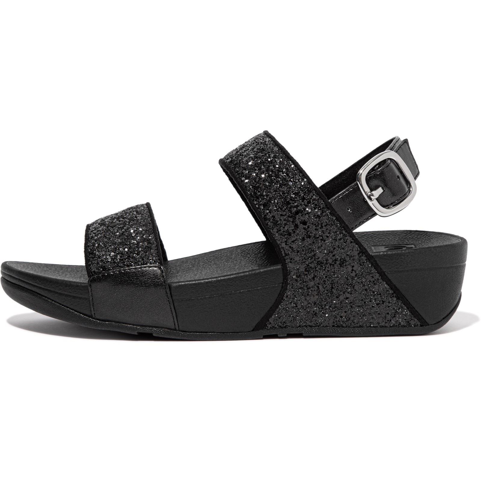 Fitflop Lulu Glitter Sandales À Paillettes Noires En Polyuréthane Pour Femmes